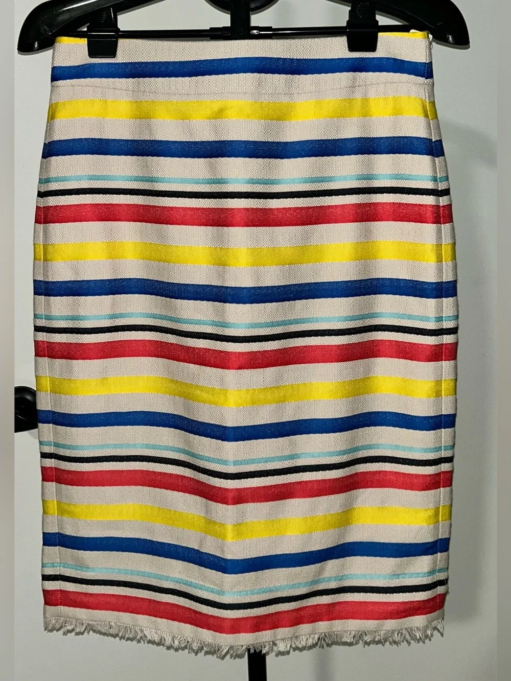 J. Crew Multicolor Striped Pencil Skirt - Cream, Blue, Yellow, Red